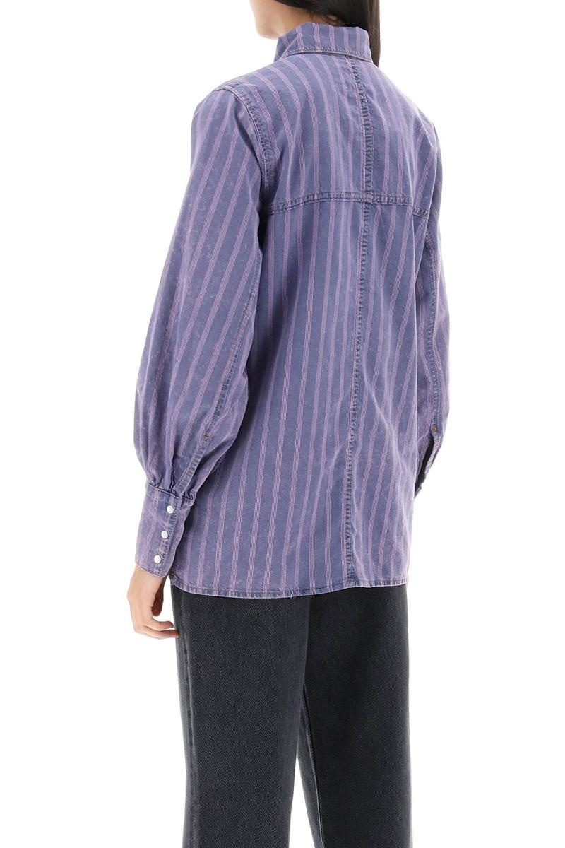 GANNI STRIPED DENIM SHIRT - 3