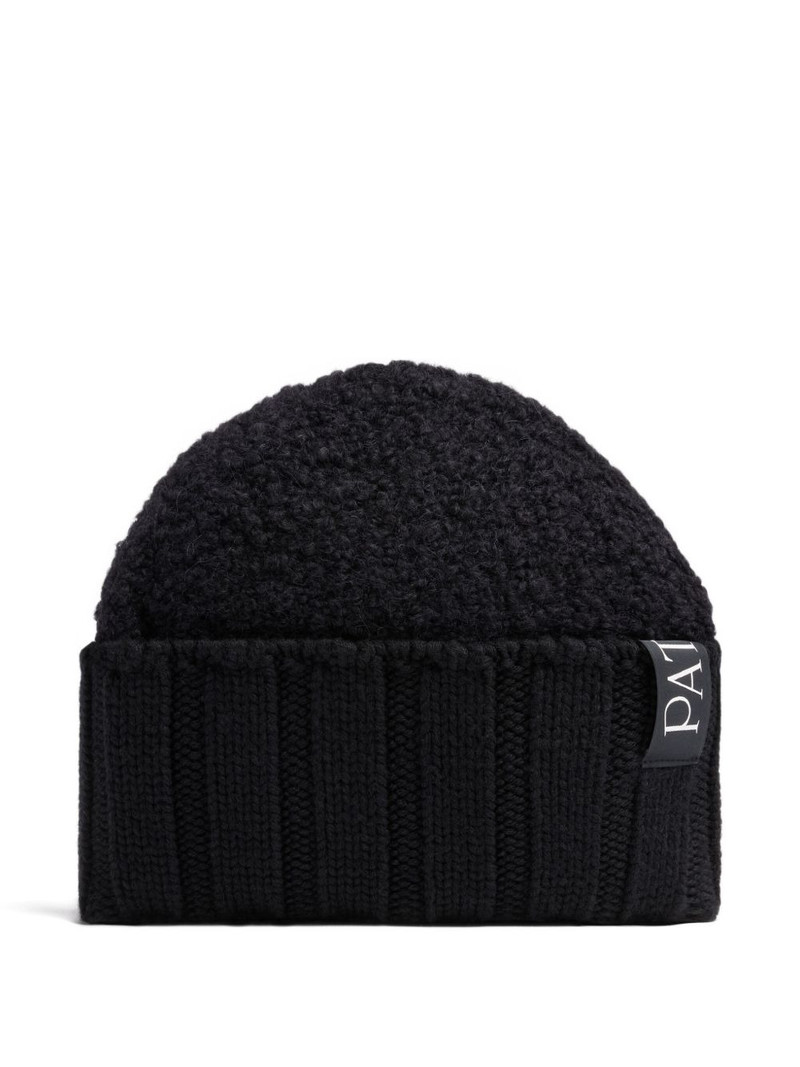 bouclé ribbed beanie hat 1
