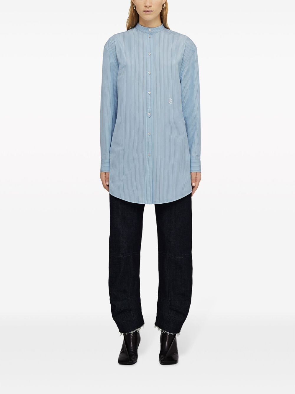 striped logo-patch cotton shirt - 2