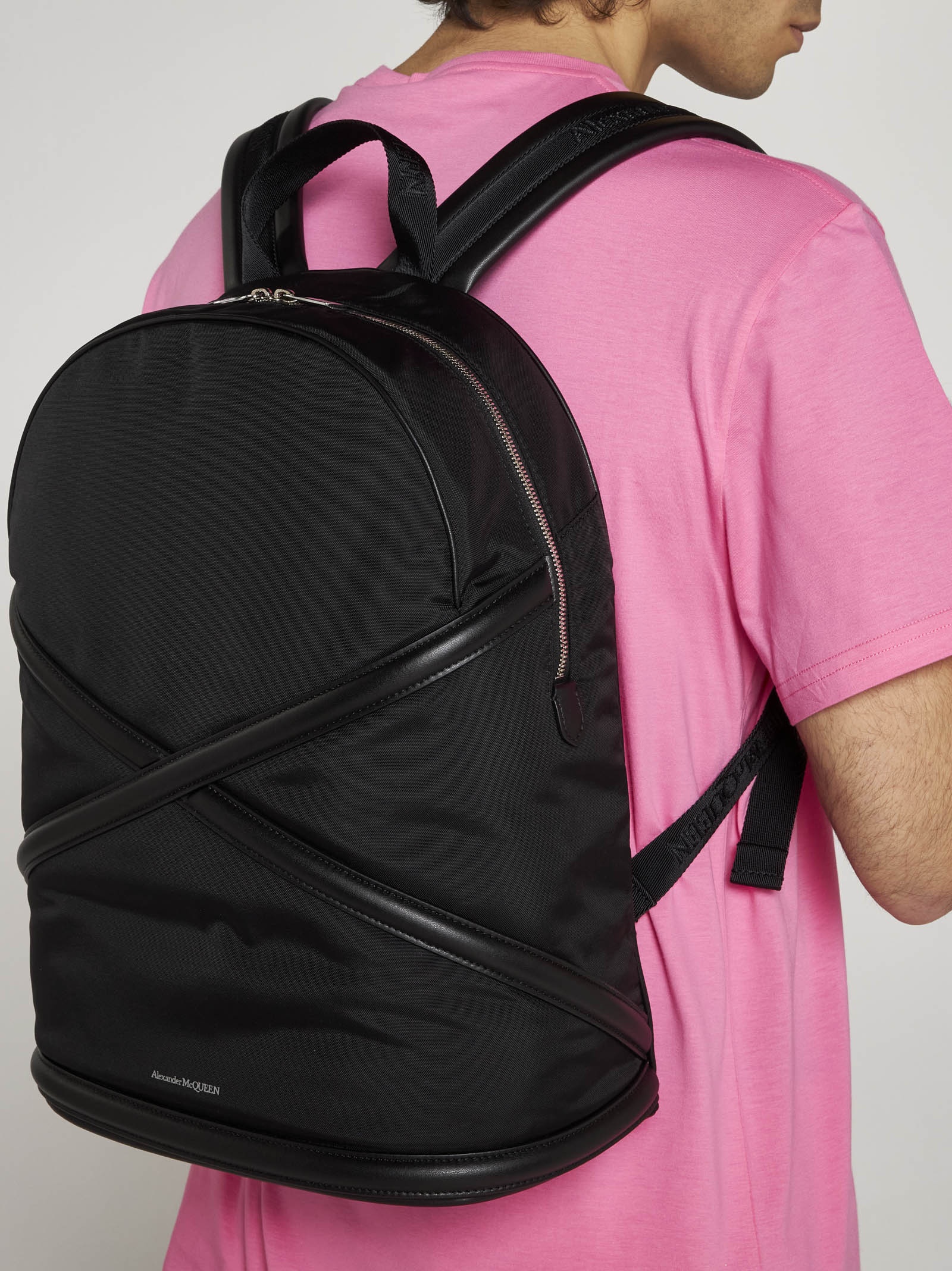 Harness nylon and leather backpack - 3
