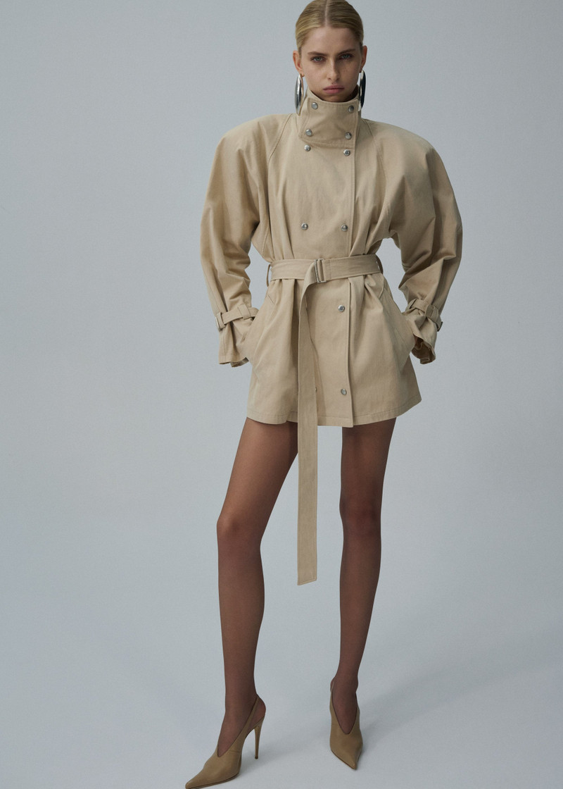 MAGDA BUTRYM Cotton high collar trench in beige outlook