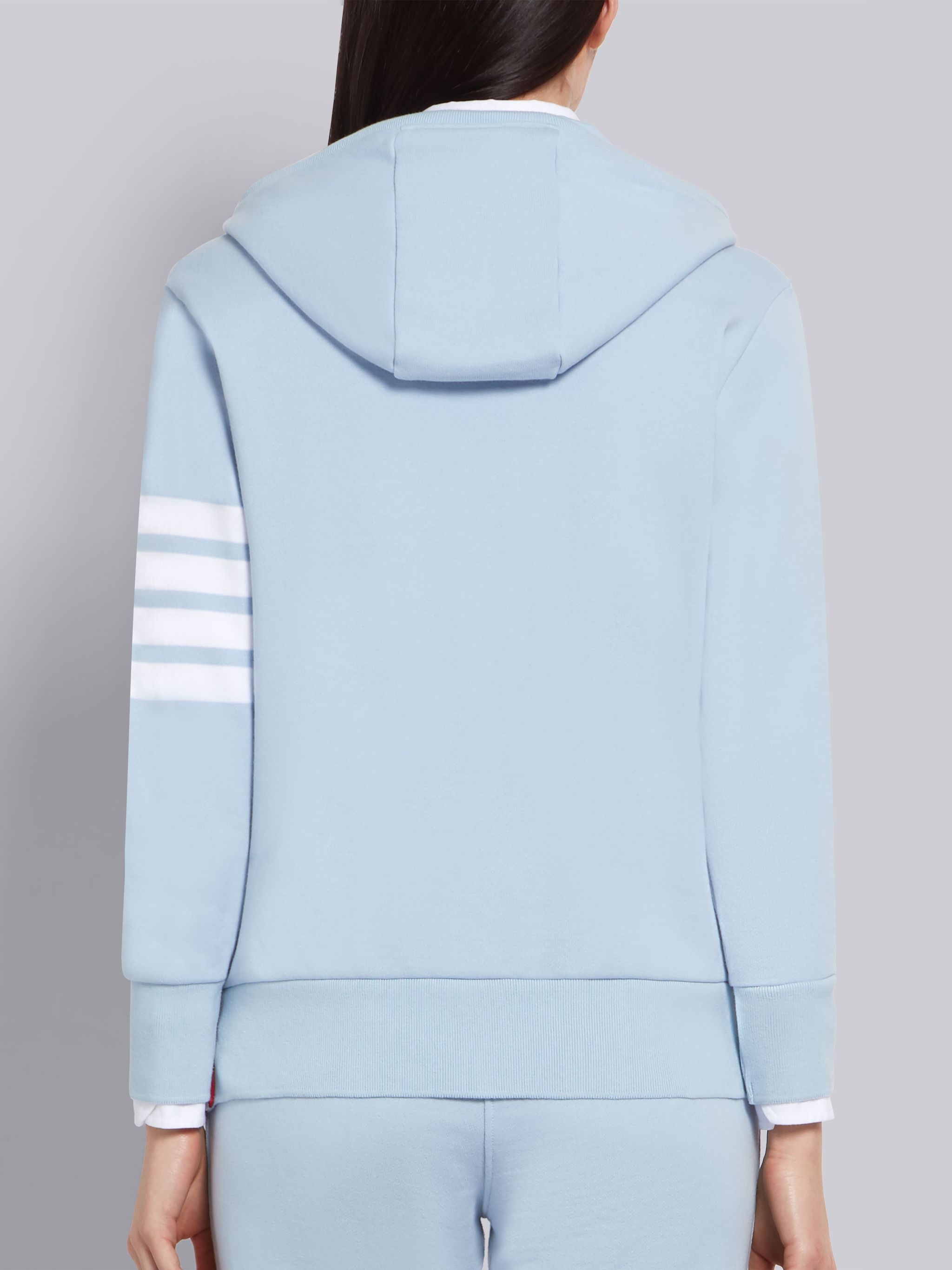 Light Blue Classic Loop Back Zip-Up 4-Bar Hoodie - 3