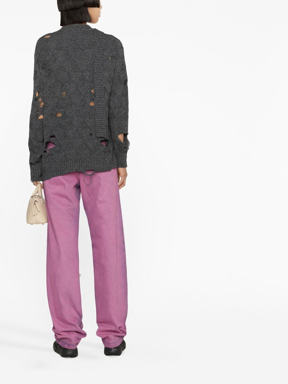 oversized distressed wool cardigan - 3