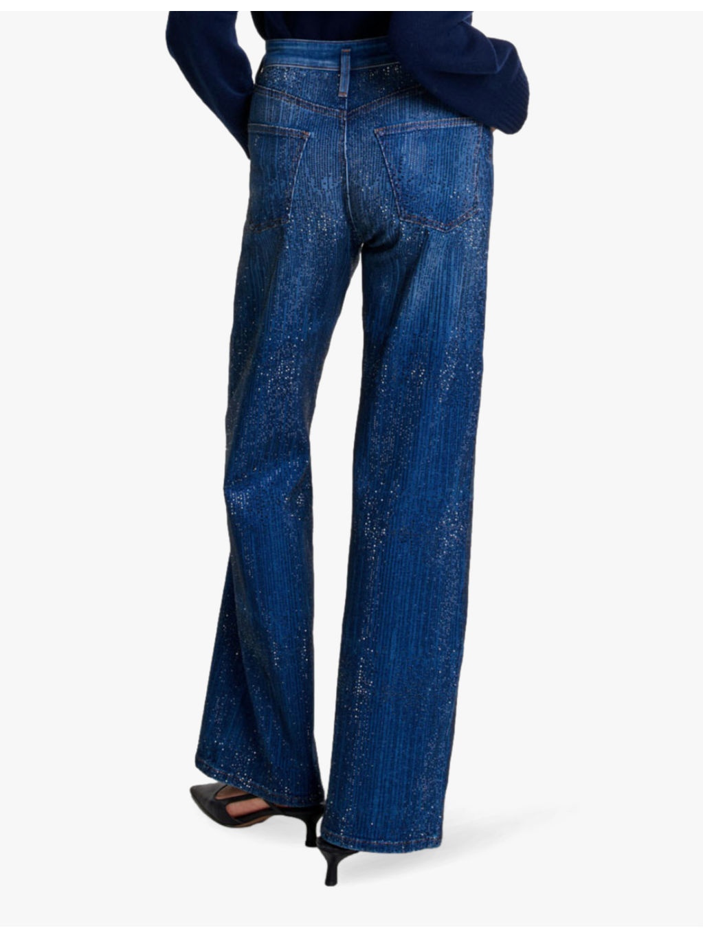 Rhinestone-embellished wide-leg high-rise jeans - 4