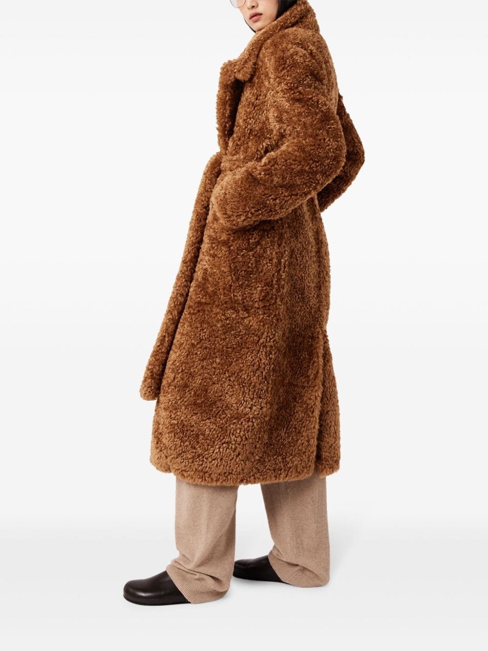 faux-fur belted coat - 3