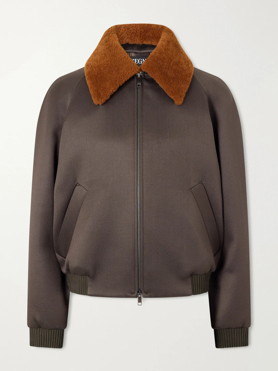 Shearling-Trimmed Wool and Silk-Blend Twill Blouson Jacket - 1