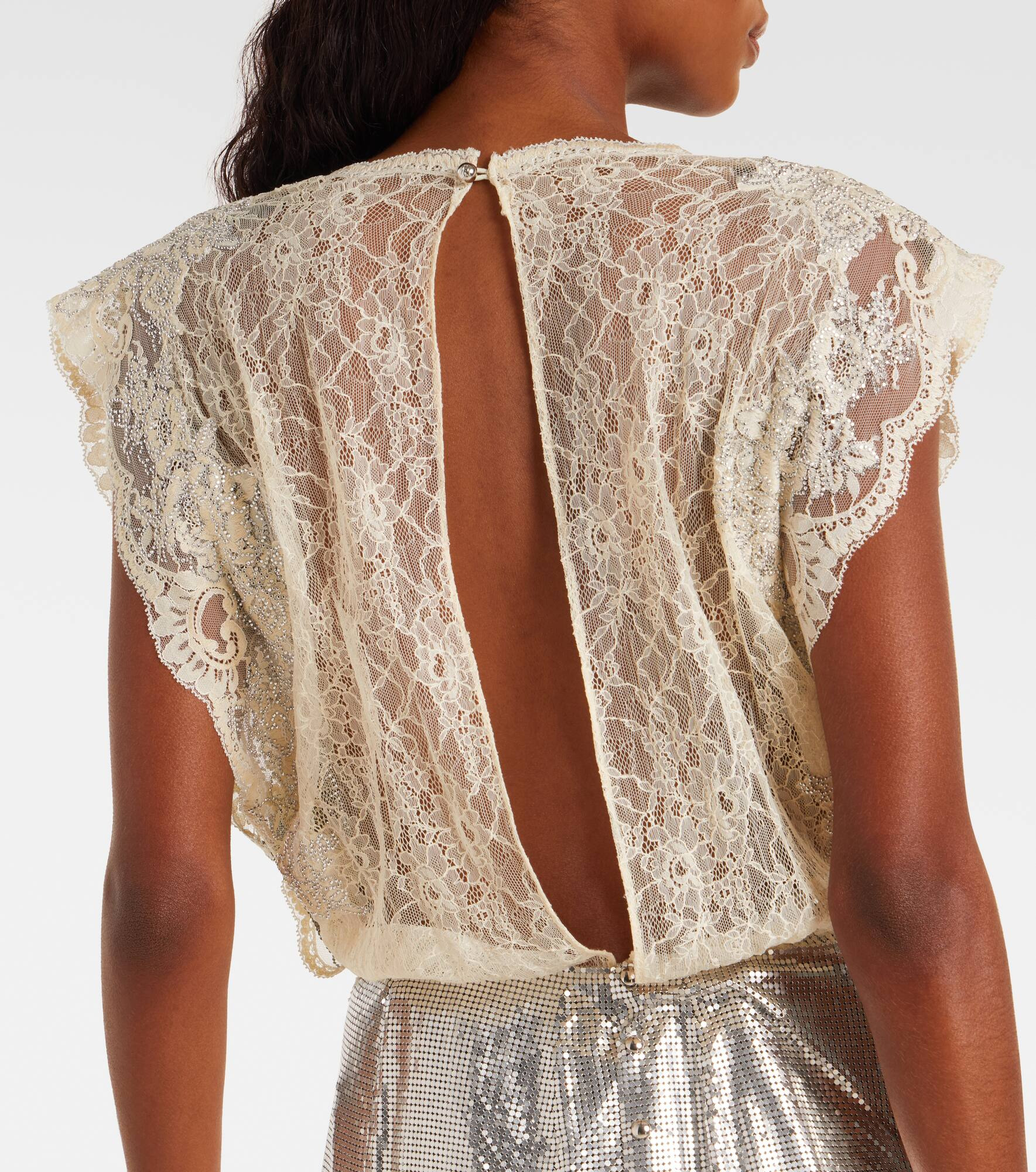 Embellished lace-trimmed top - 5