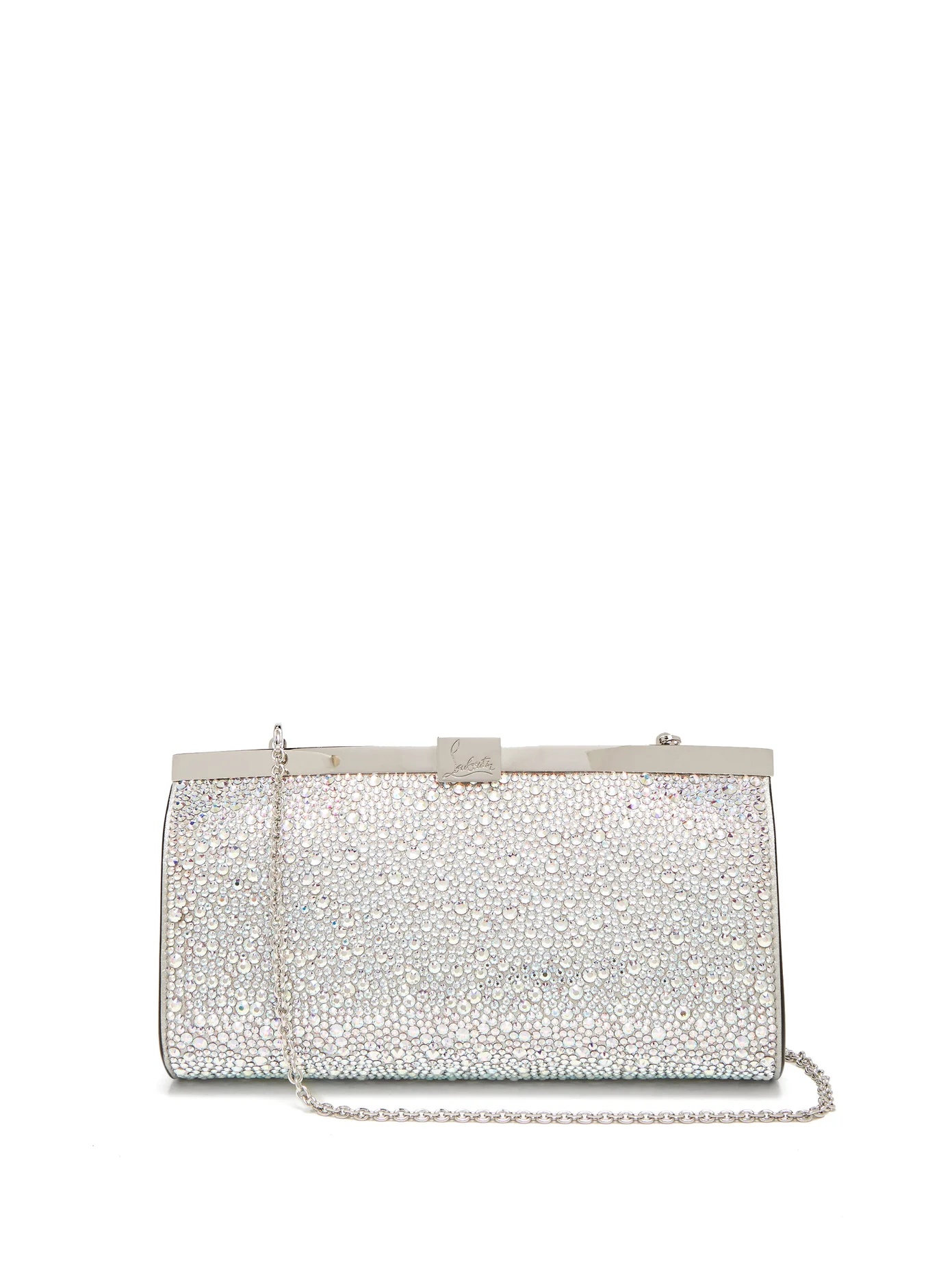 Palmette crystal-embellished suede clutch - 1