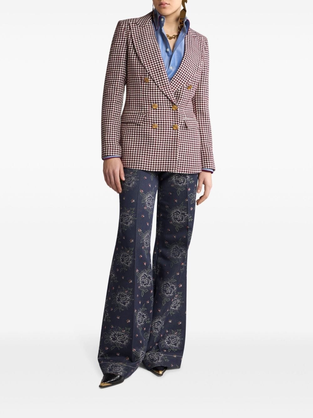 houndstooth-pattern double-breasted jacket - 3
