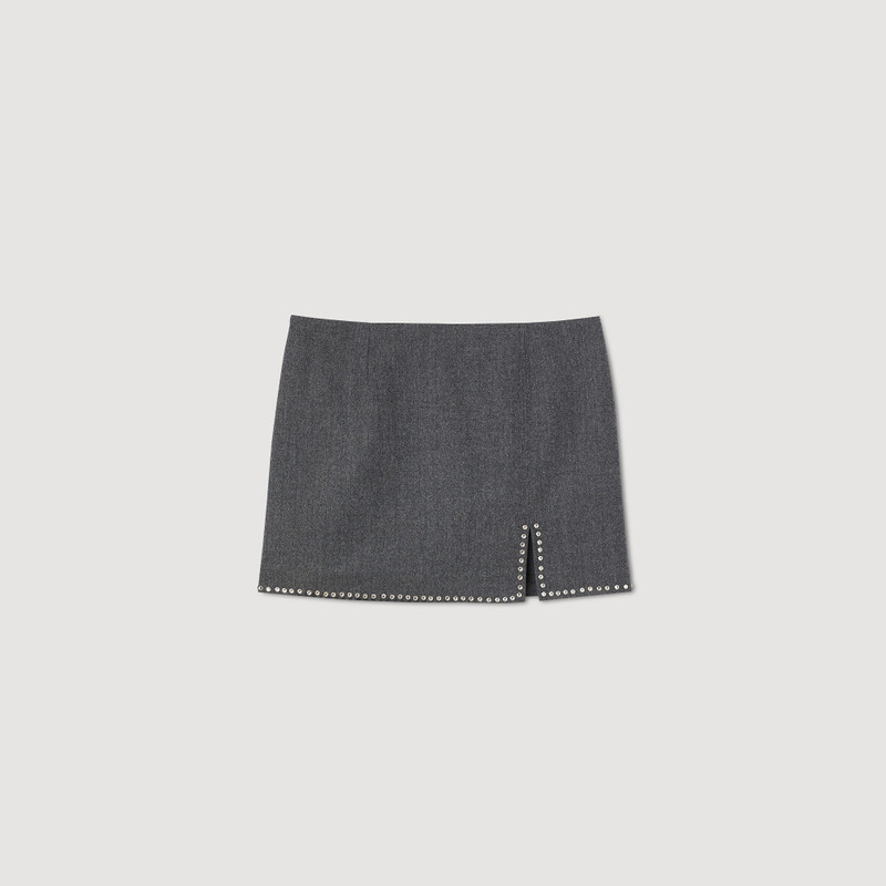 studded wool miniskirt - 1