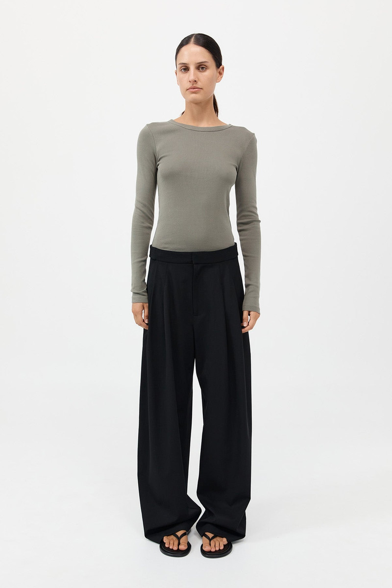 Organic Cotton Long Sleeve Top - Smokey Olive 2