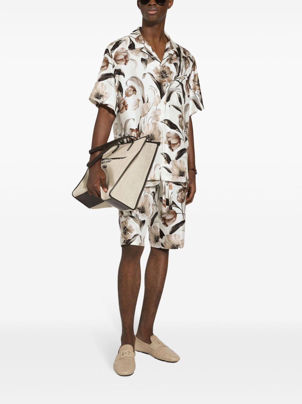floral-print silk shorts - 2