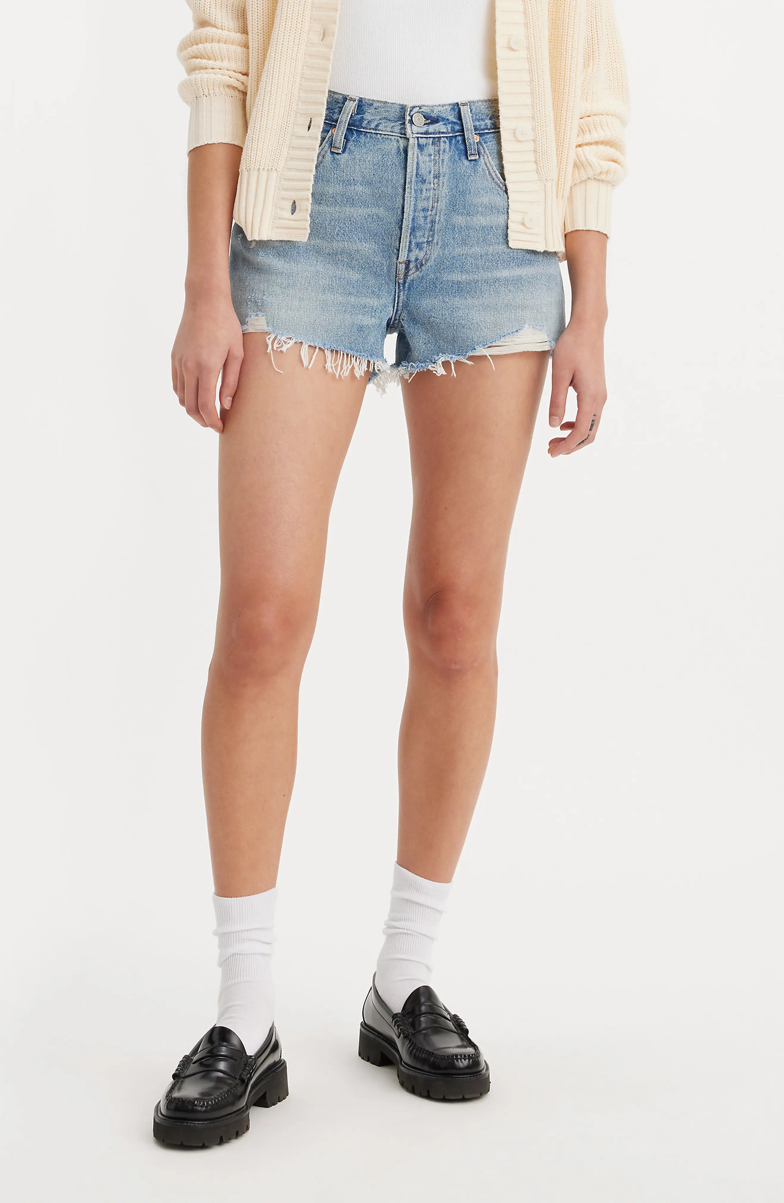 501 Original High Waist Cutoff Denim Shorts - 1