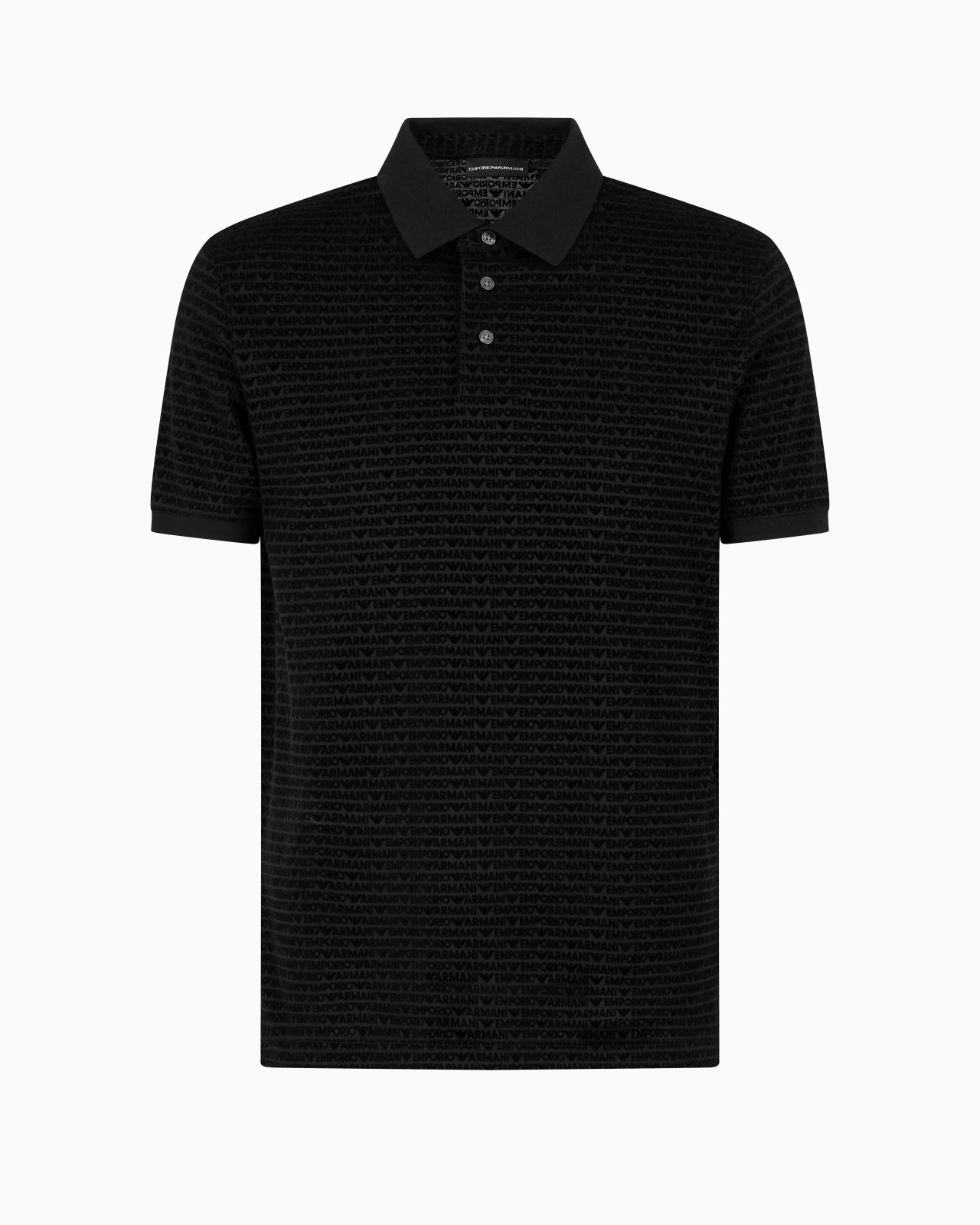 ASV LYOCELL-BLEND JERSEY POLO SHIRT WITH FLOCKED LETTERING ALL OVER - 1