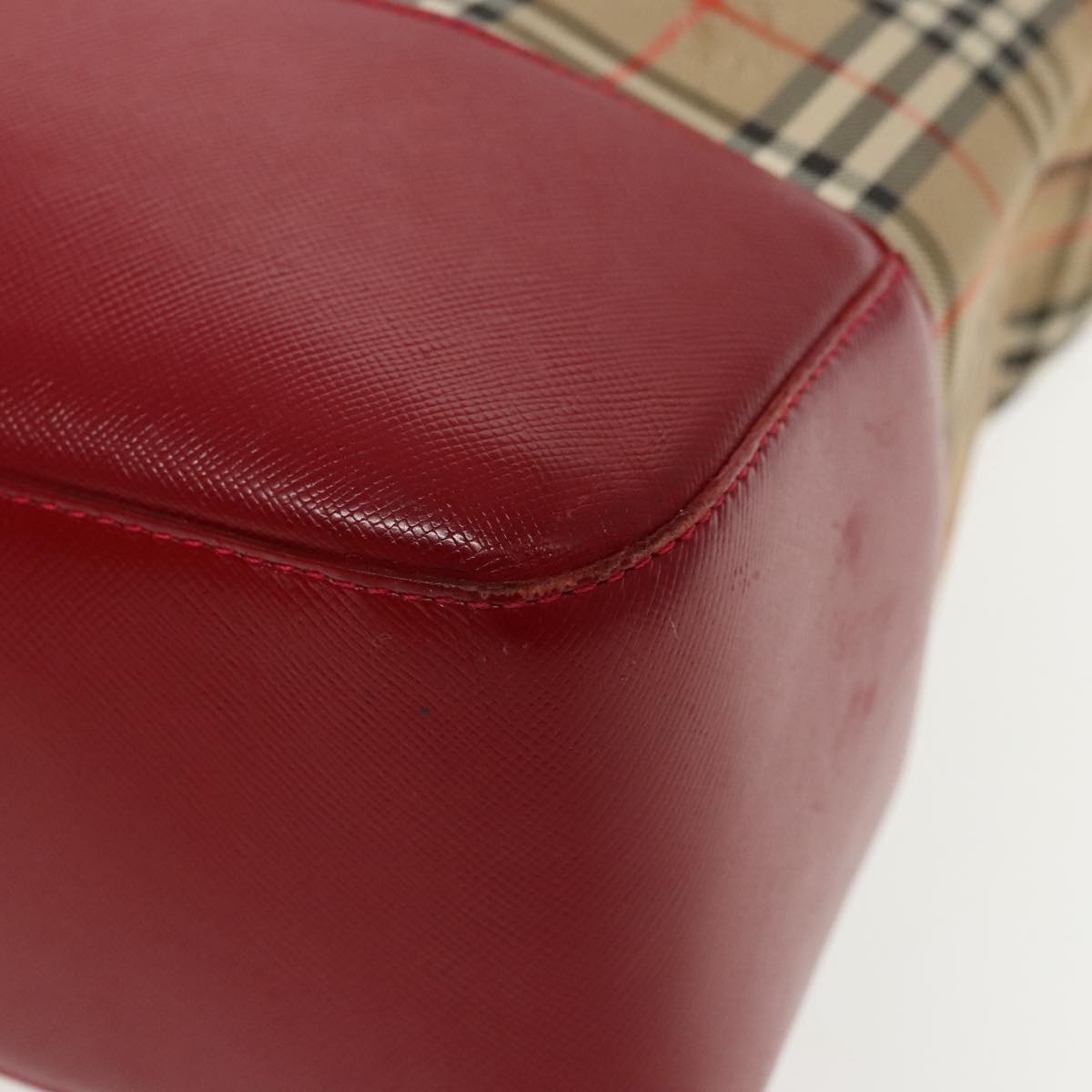 Burberry Nova Check Tote Bag Canvas Red Beige - 14