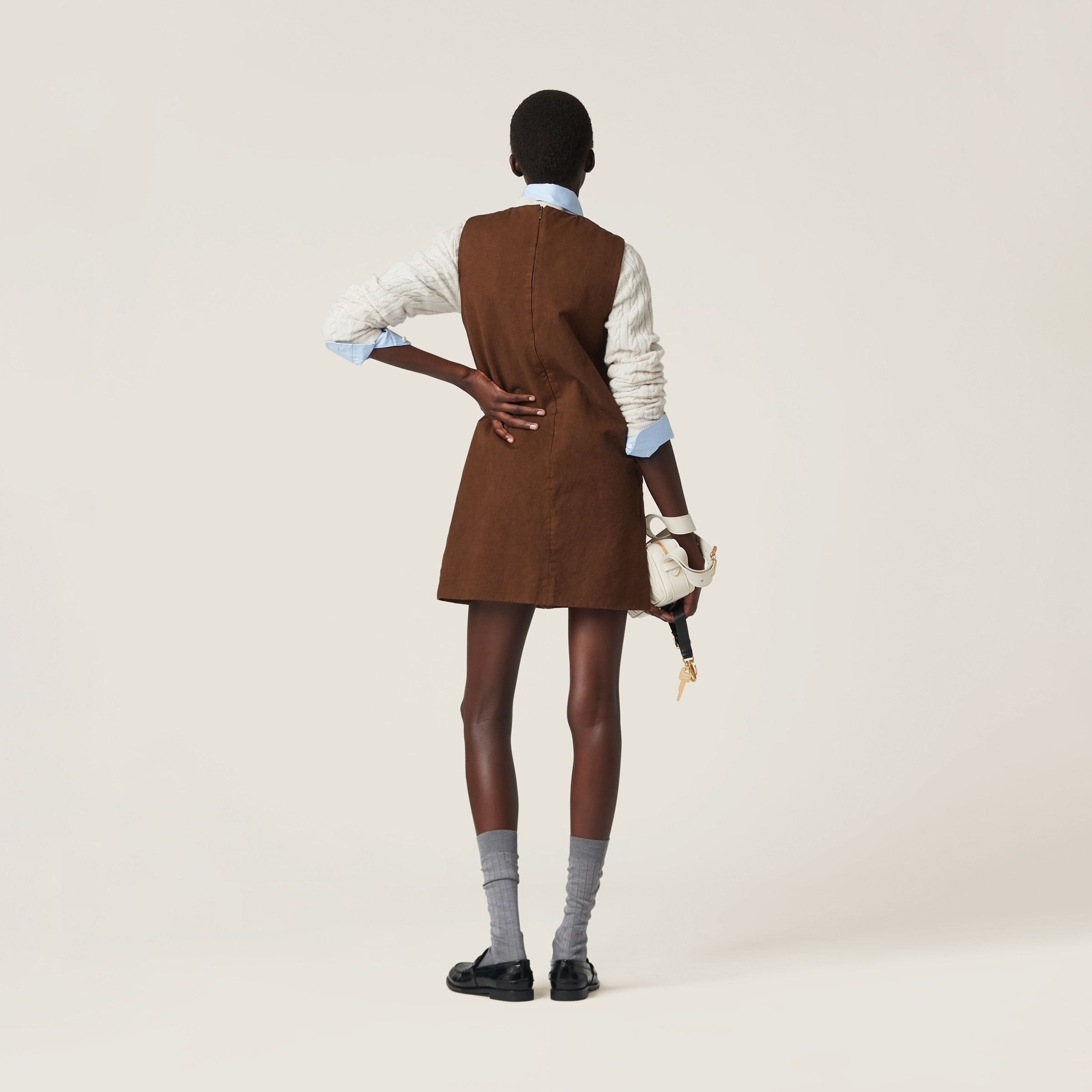 Garment-dyed gabardine mini-dress - 3