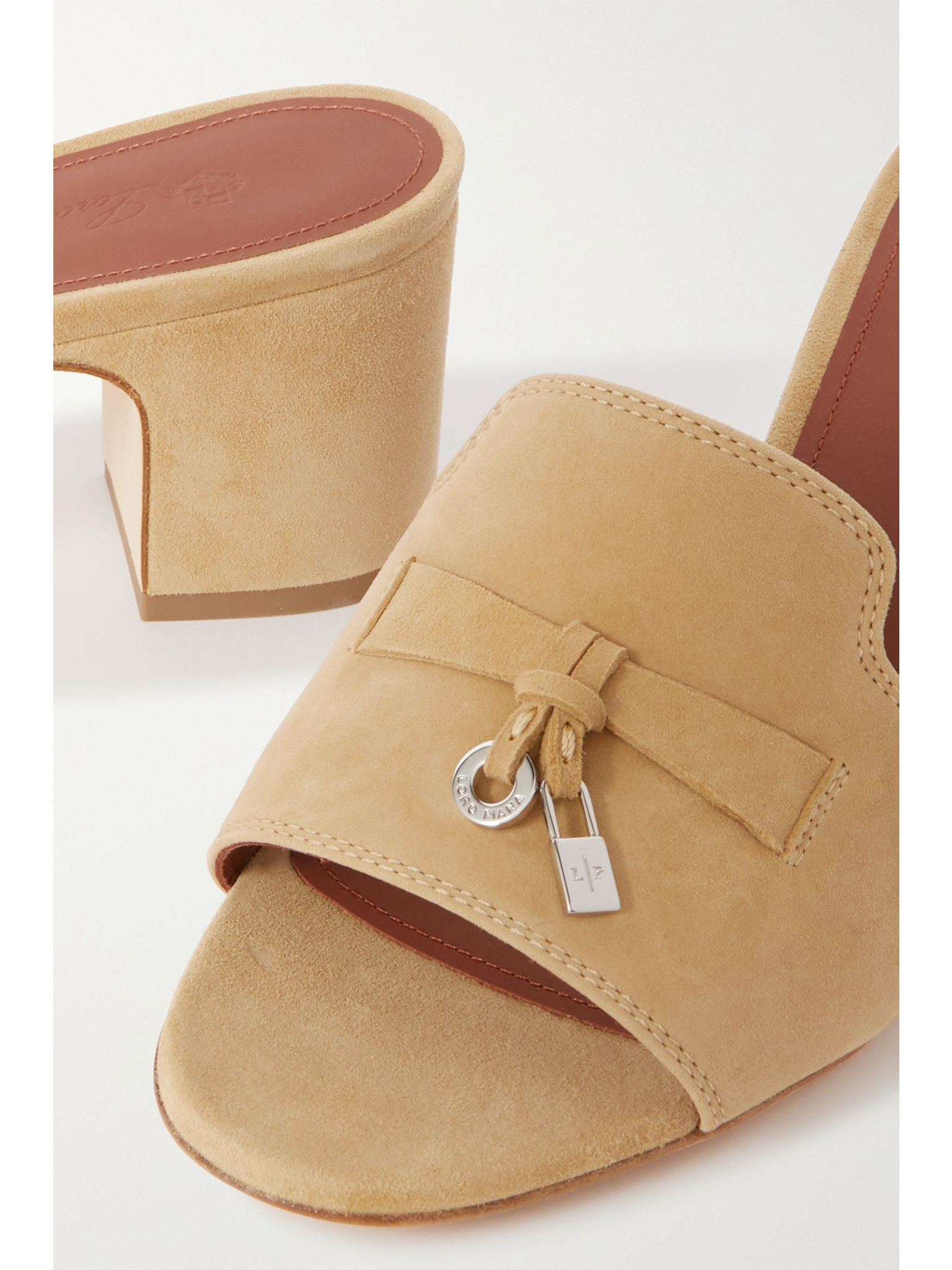 Summer Charms embellished suede mules Neutral - 4