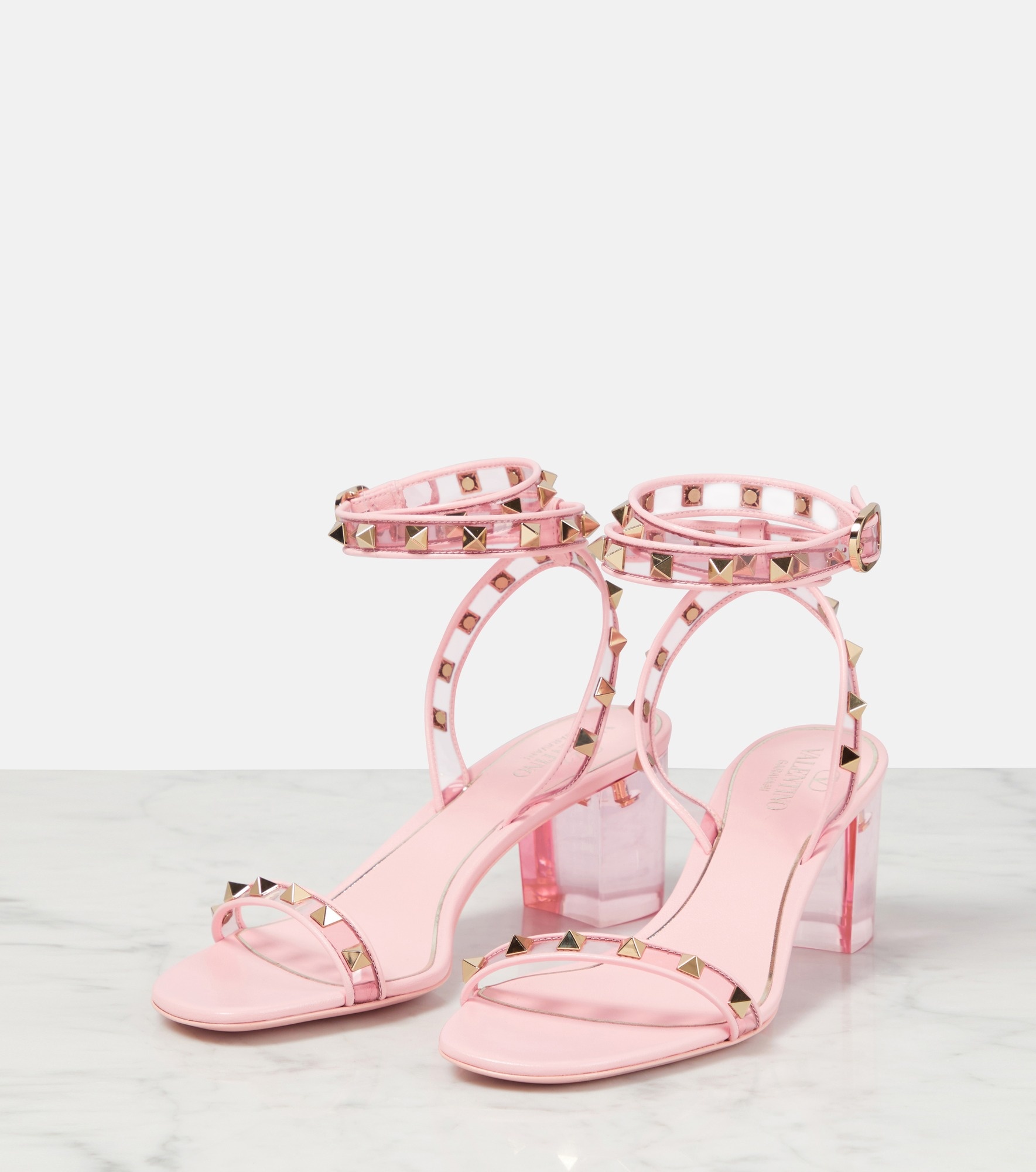 Rockstud leather and PVC sandals - 5