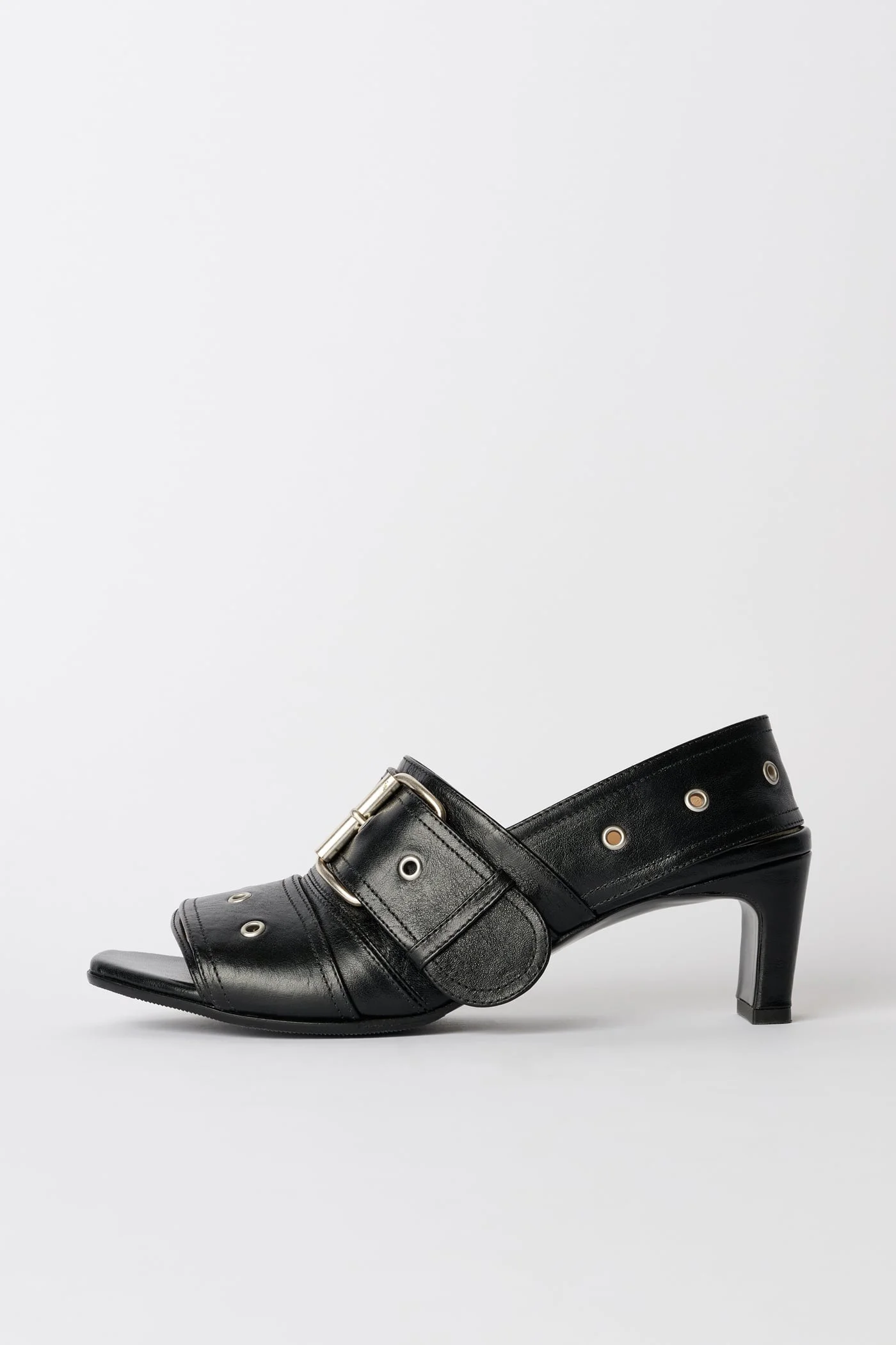 4 cm Belt Sandal True Dye Black Leather - 1