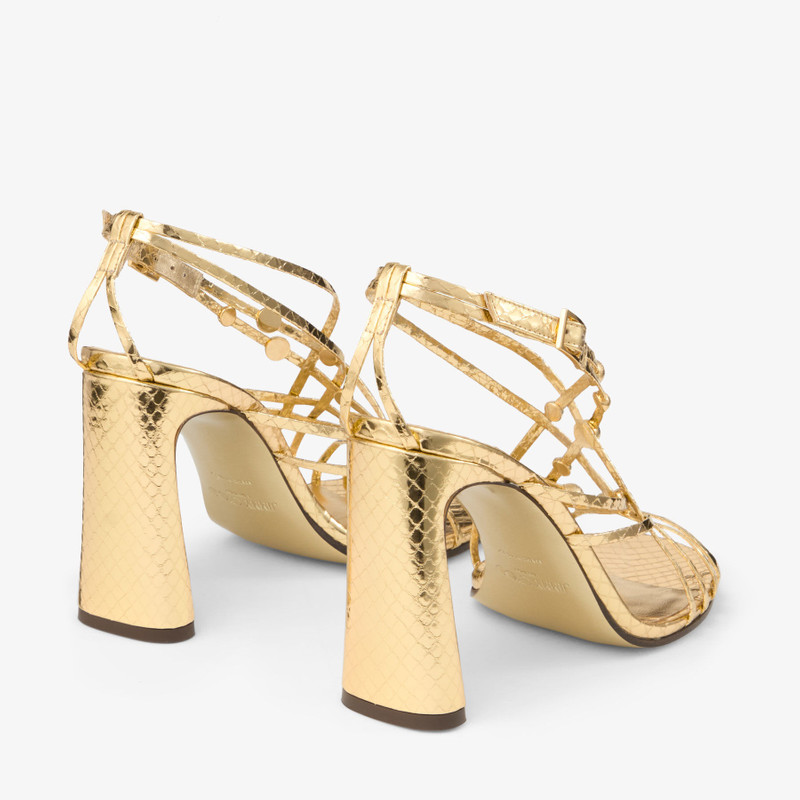 Felice 95 Light Gold Candy Wrap Leather Sandals with Domes 6