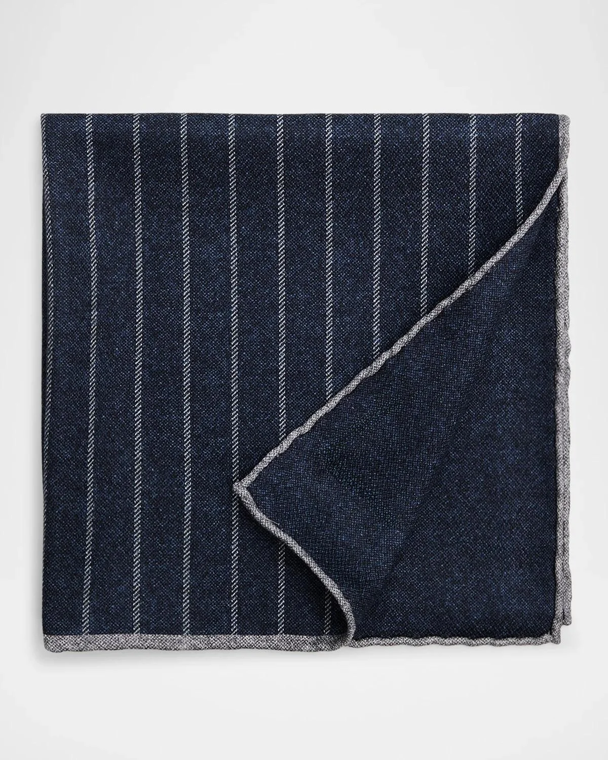 Men's Fine Stripe Double-Face Silk Pocket Square - 1