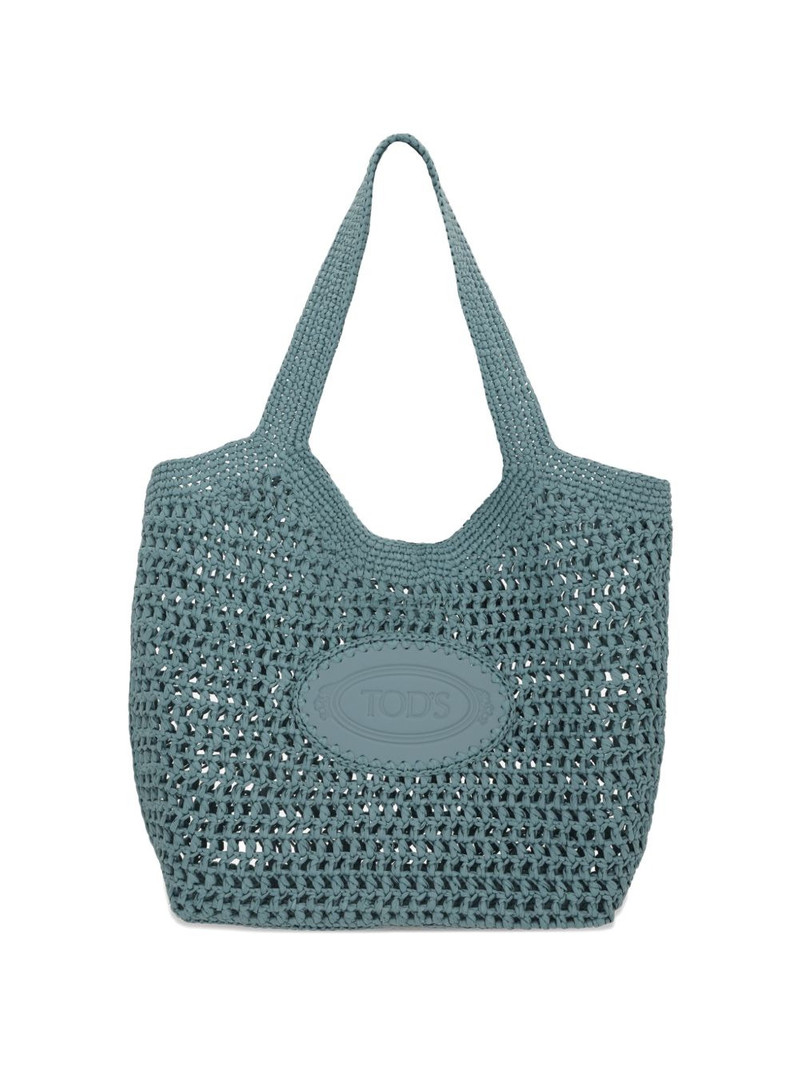 logo-patch crochet-knit tote bag 1