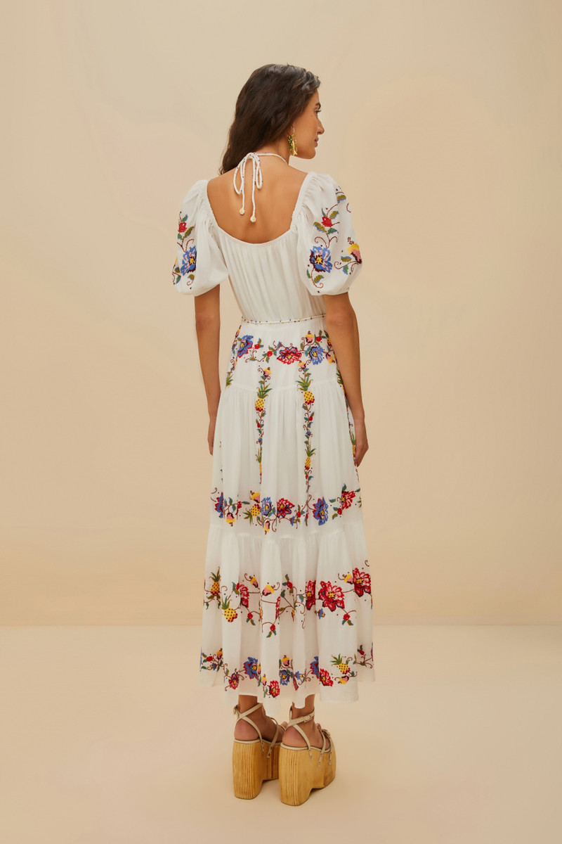 Off-White Tropical Porcelain Embroidered Maxi Dress 5