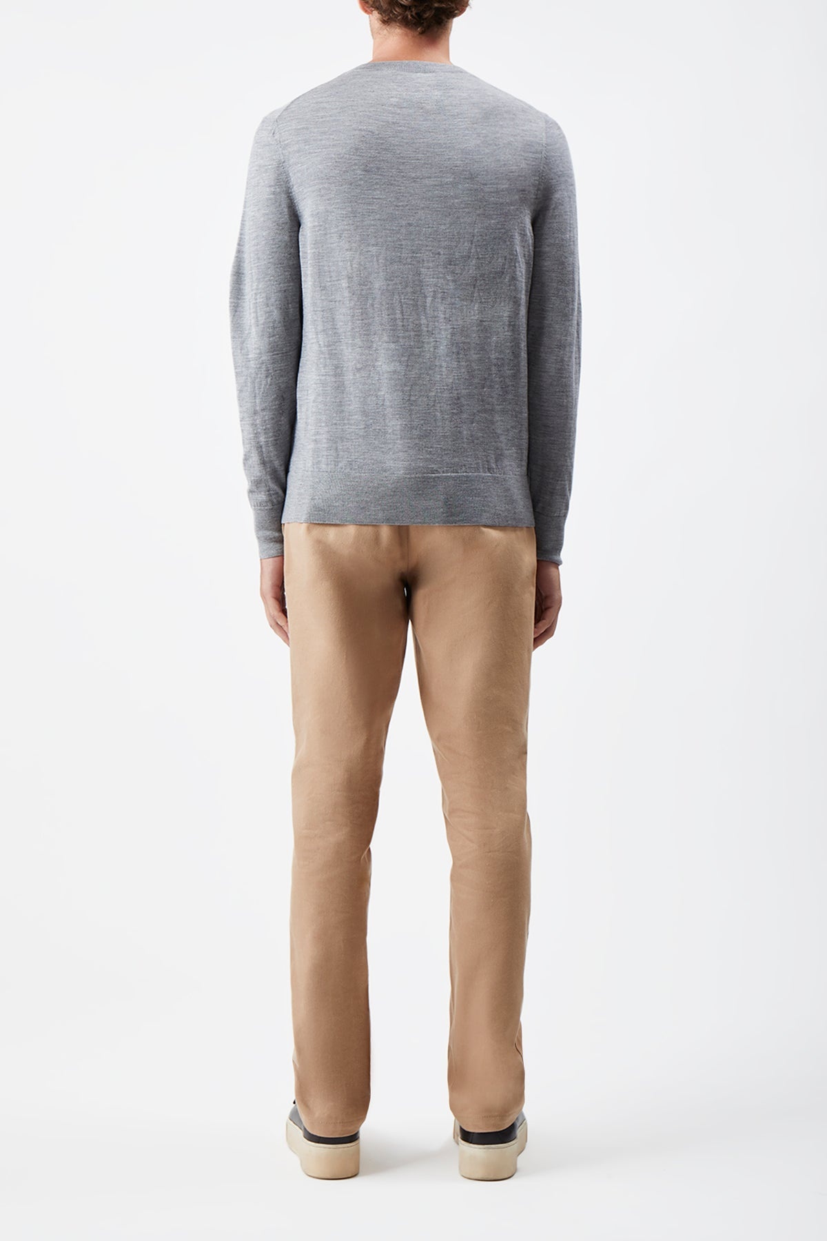Palco Knit Crewneck in Heather Grey Merino Wool - 4