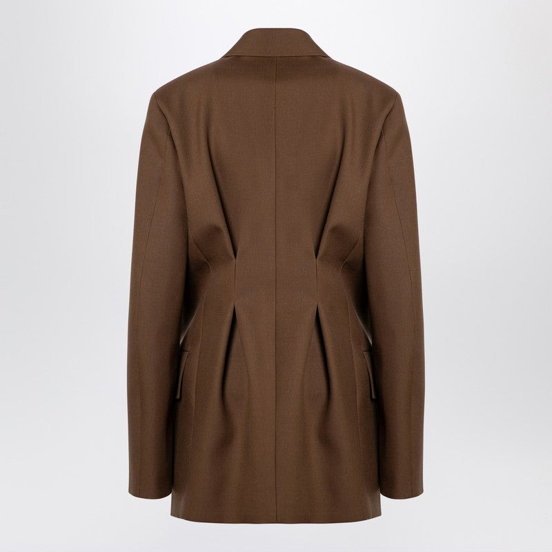 Jil Sander Brown Wool Double-Breasted Jacket Women - 2