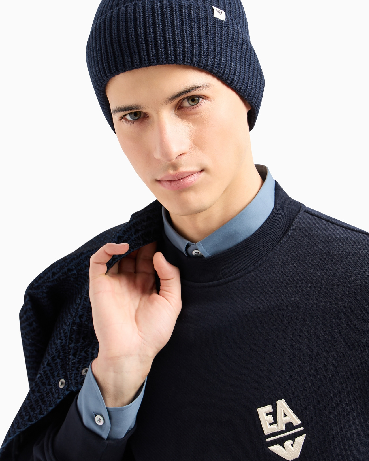 Rib-knit beanie with turn-up brim - 3