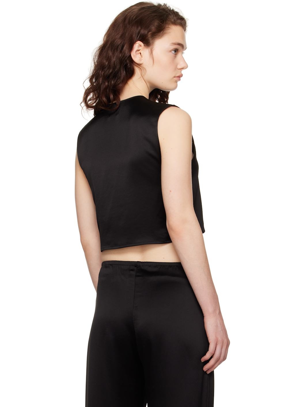 Black Barb Crewneck Vest - 3
