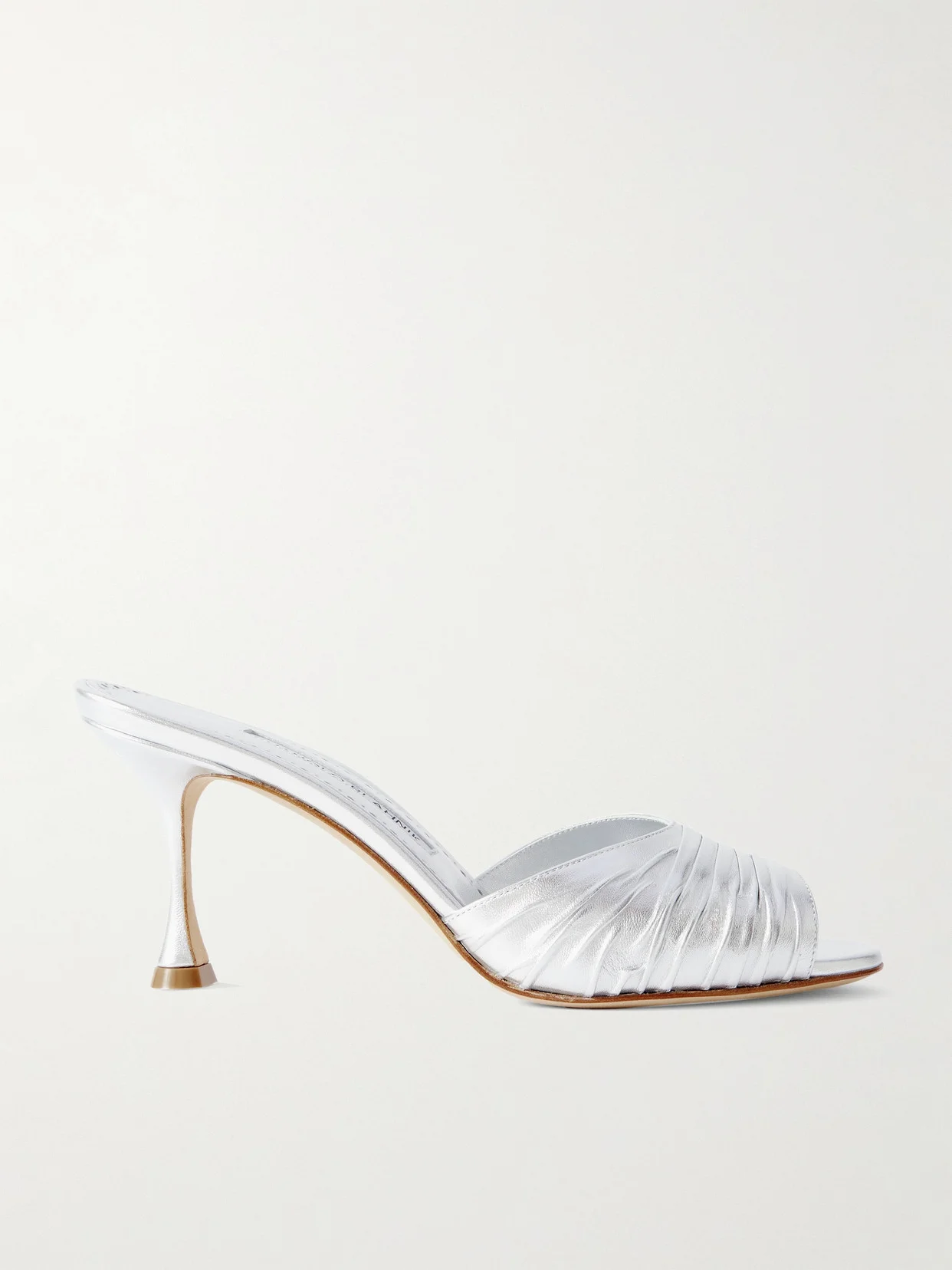 Pirua 70 Crinkled Metallic Leather Mules - 1