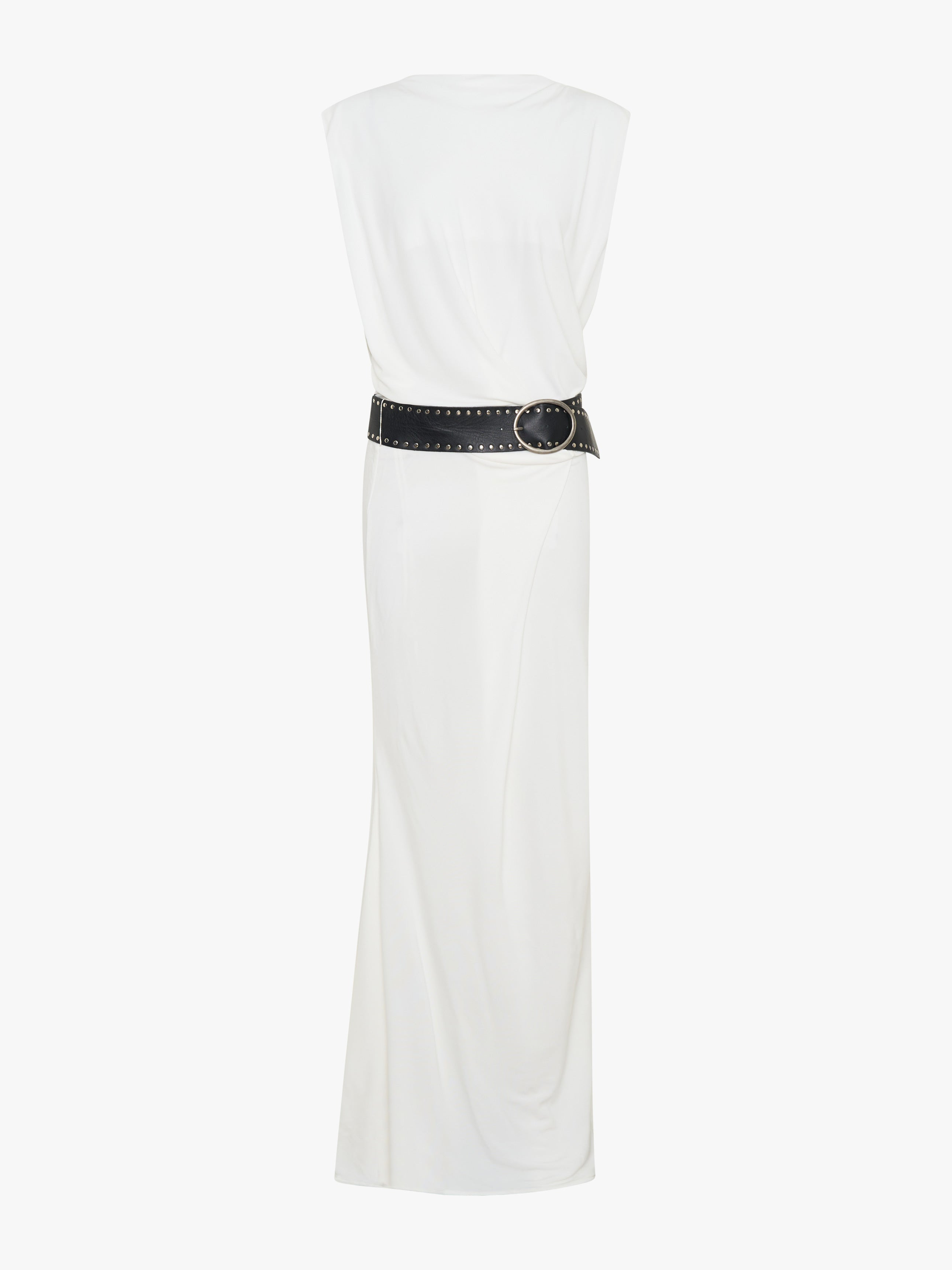 Leather Belted Drop Jersey Dress - 5
