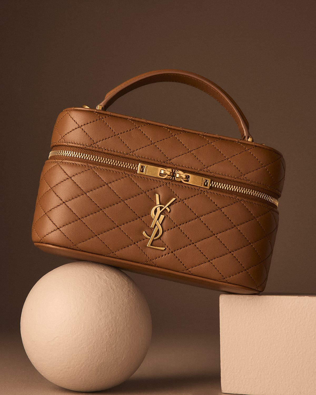 Gabby Mini Vanity Case in Quilted Leather with Gold Hardware - 6