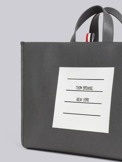 Thom Browne Dark Grey Pebble Grain Leather Paper Label Squared Tote outlook