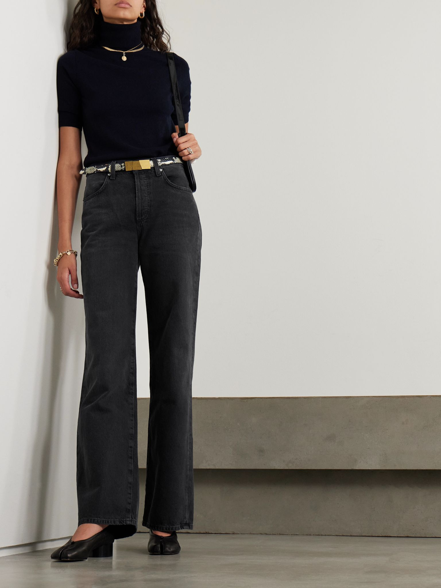 Annina organic wide-leg jeans - 33" Black - 2