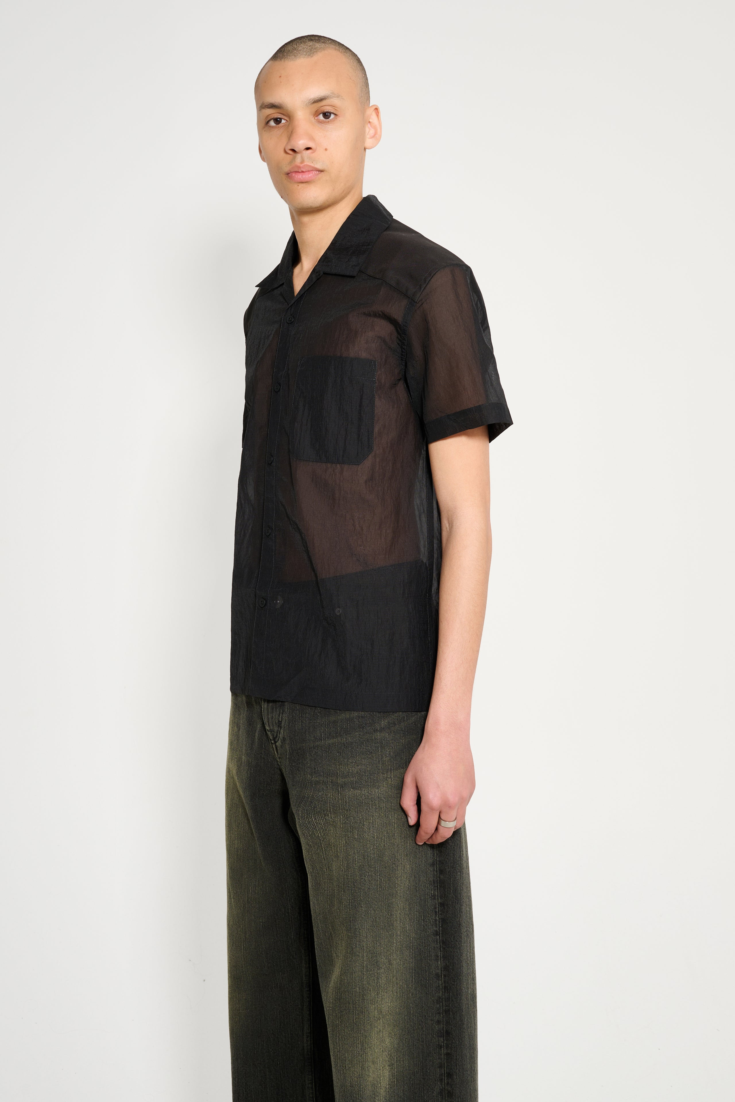 OLLY SHINDER SHEER ARMY SHIRT WITH CORDURA YOKE BLACK - 2