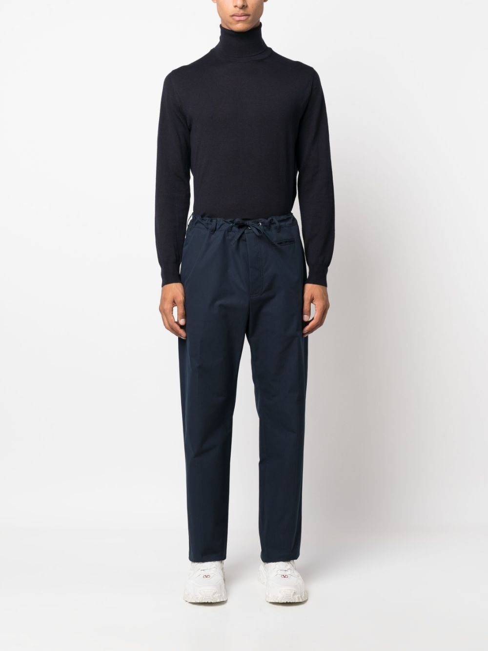 drawstring-waist cotton trousers - 2
