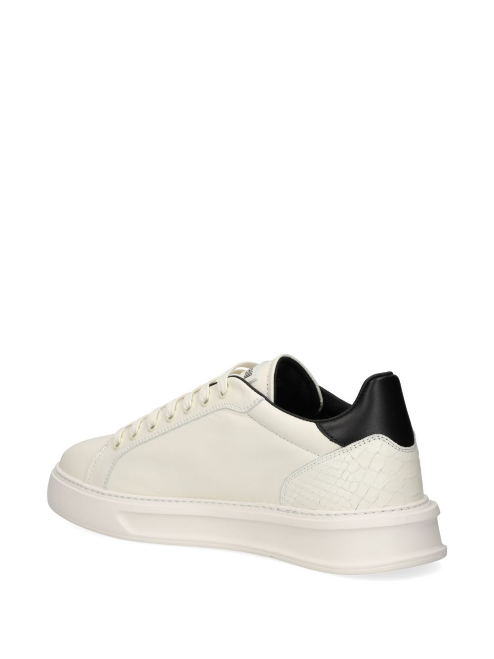 logo-plaque snakeskin sneakers - 4