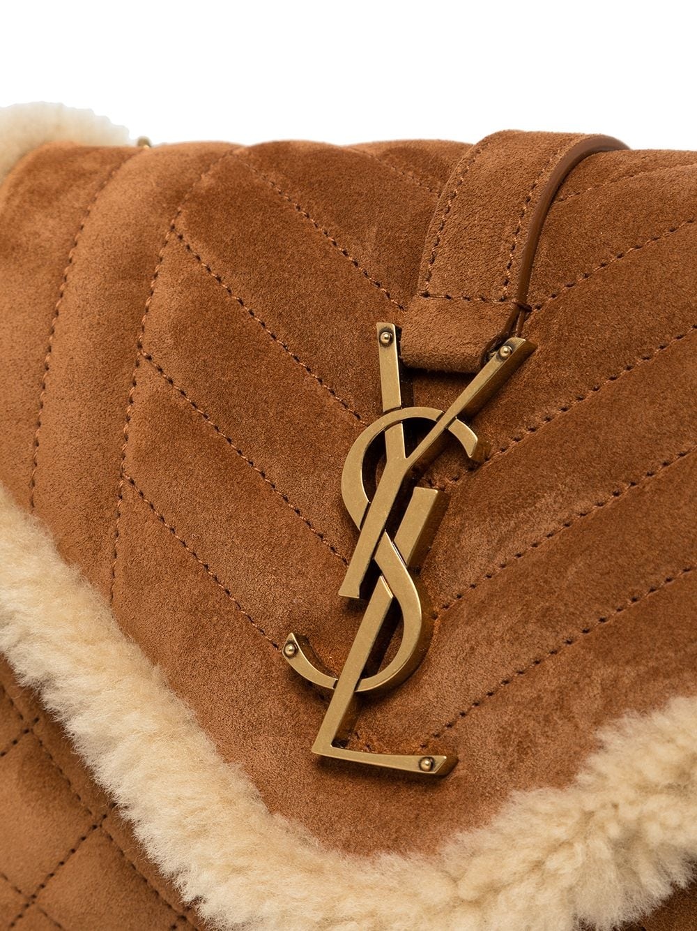 Envelope shearling-trimmed shoulder bag - 4