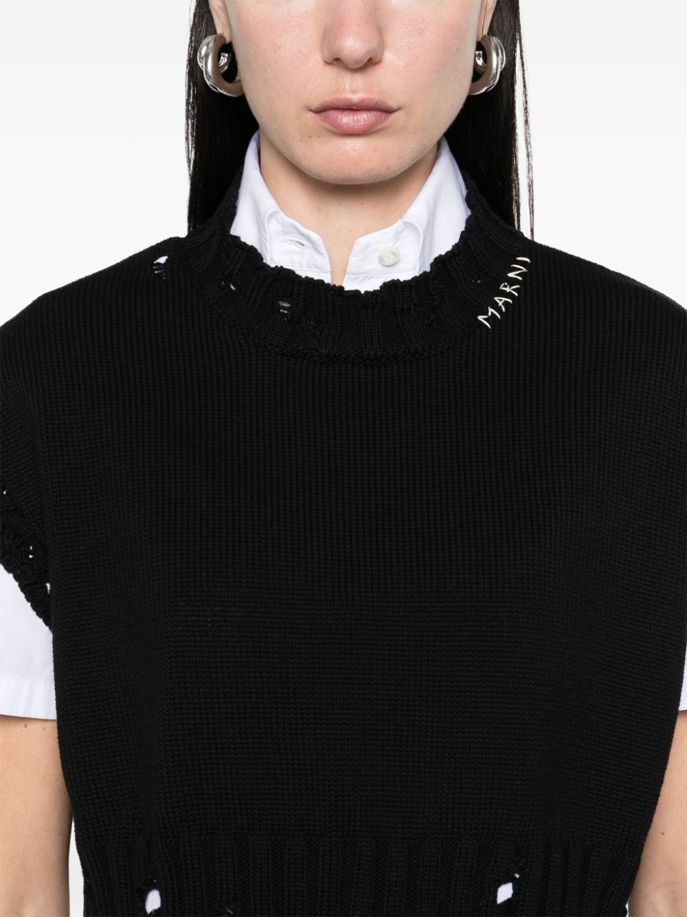 distressed-effect vest - 5