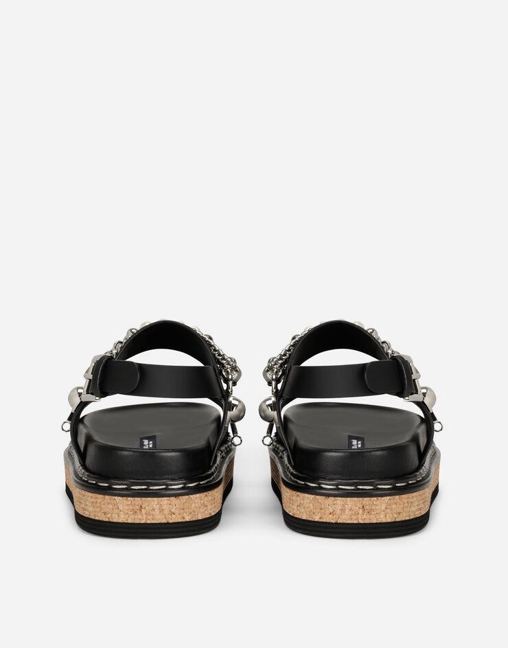 Calfskin sandals with embroidery - 3