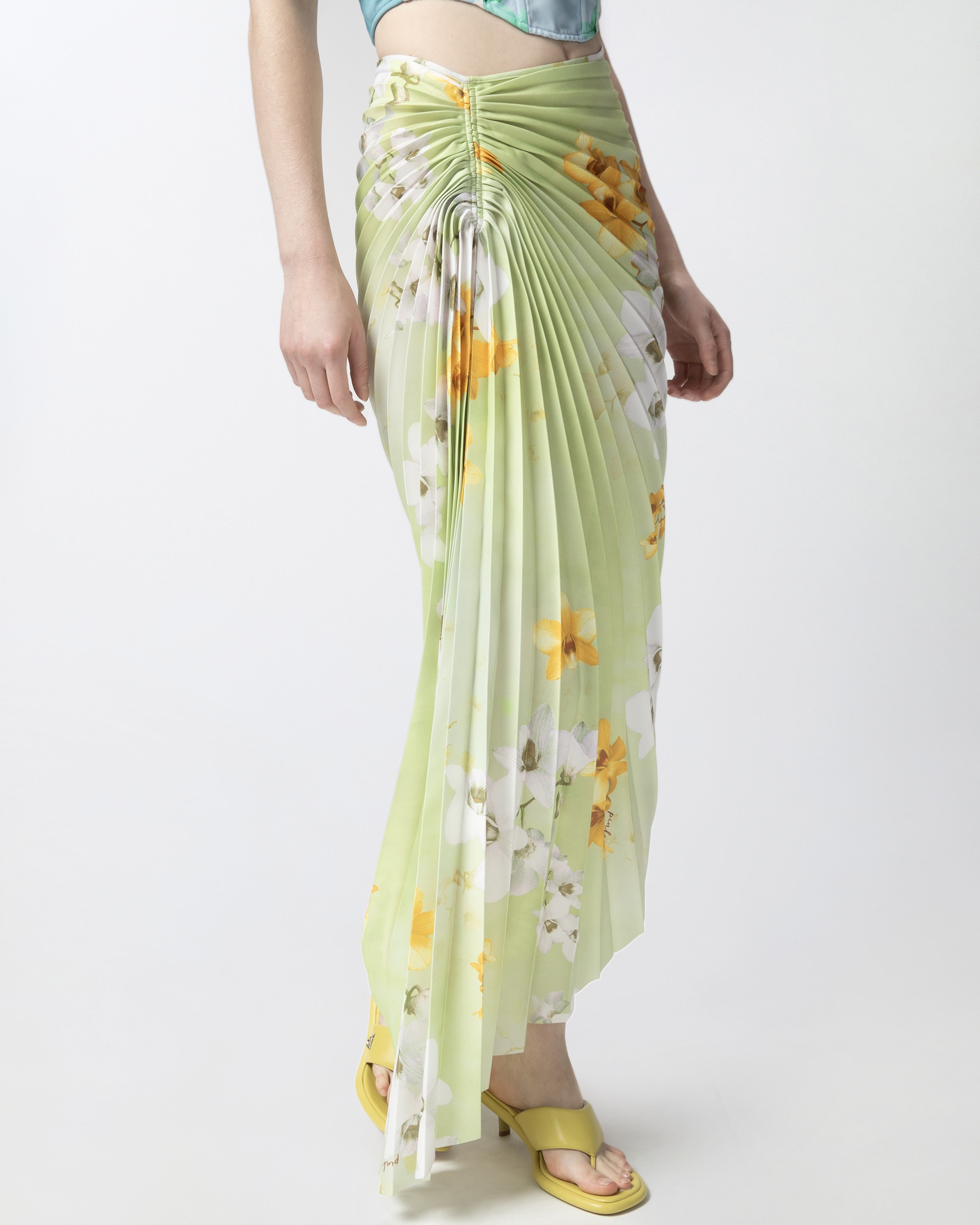 PLEATED MIDI SKIRT WITH FLORAL PRINT - 5