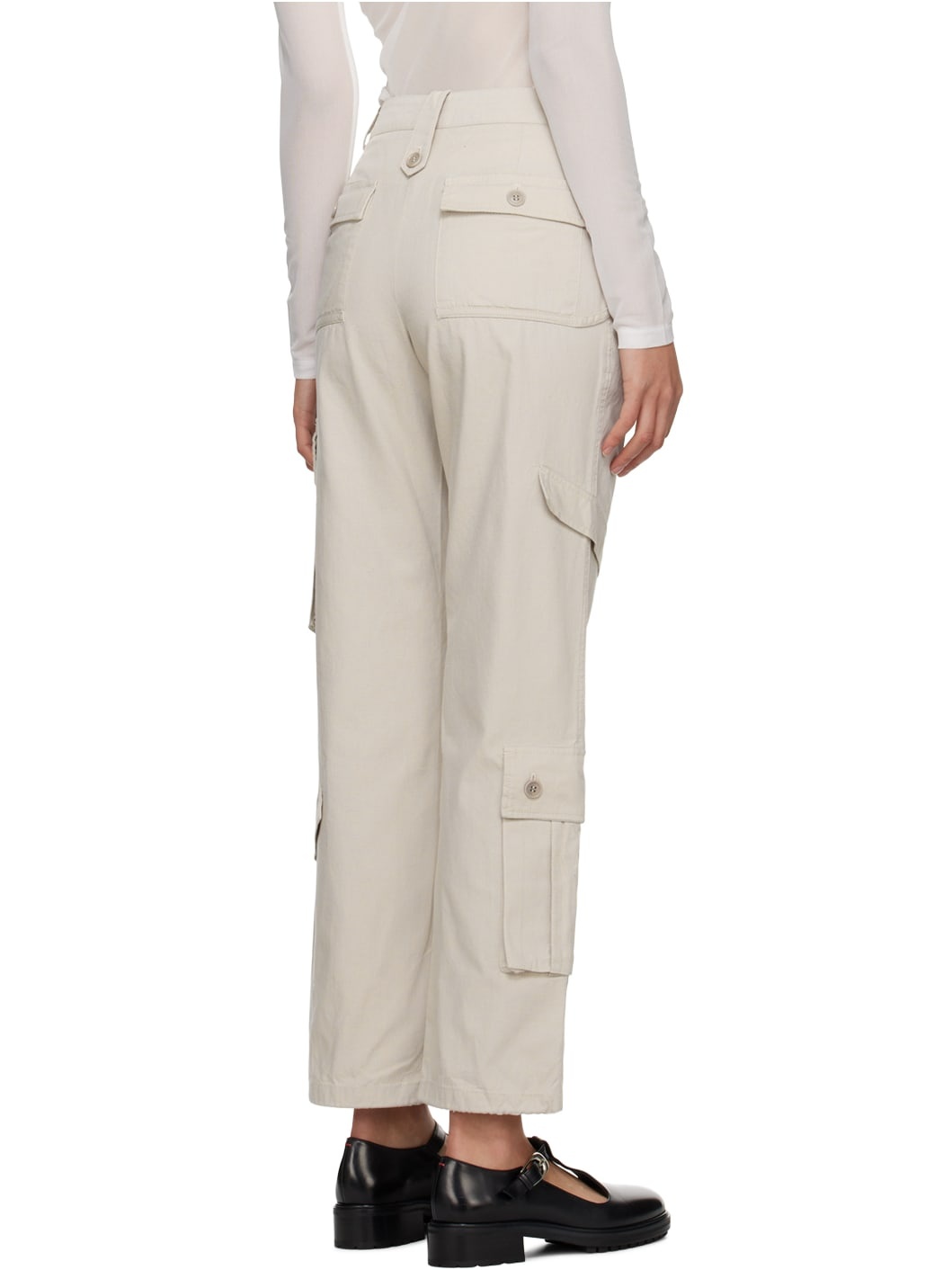Beige Paneled Cargo Pants - 3