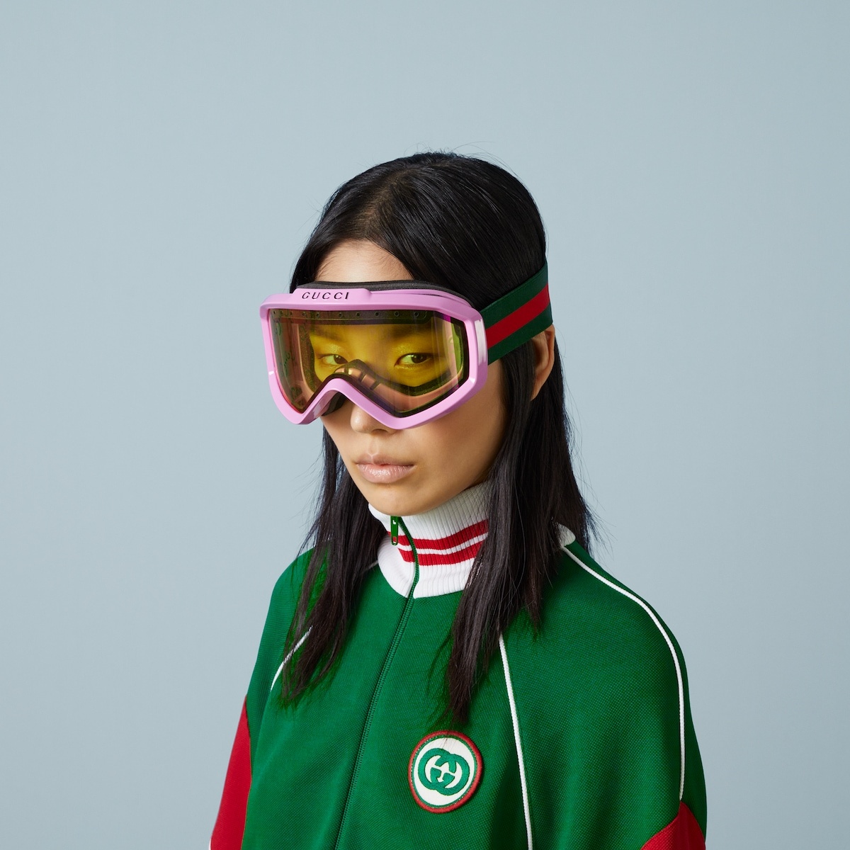 【保管袋付き】GUCCI GGスキーマスク　スノーゴーグル　アイボリー　オレンジ 保管袋付き】GUCCI GGスキーマスク スノーゴーグル アイボリー