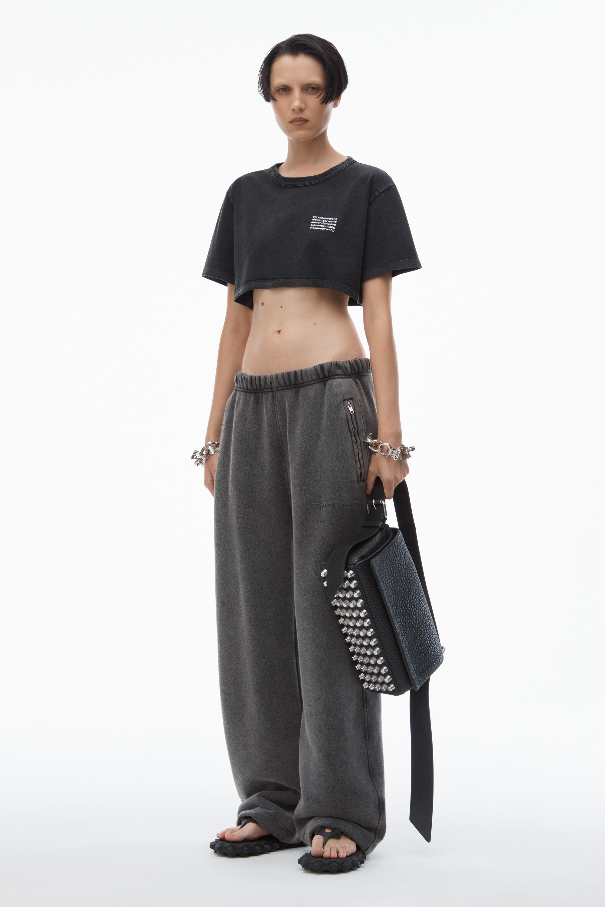 CROPPED TEE IN ACID WASH JERSEY - 5