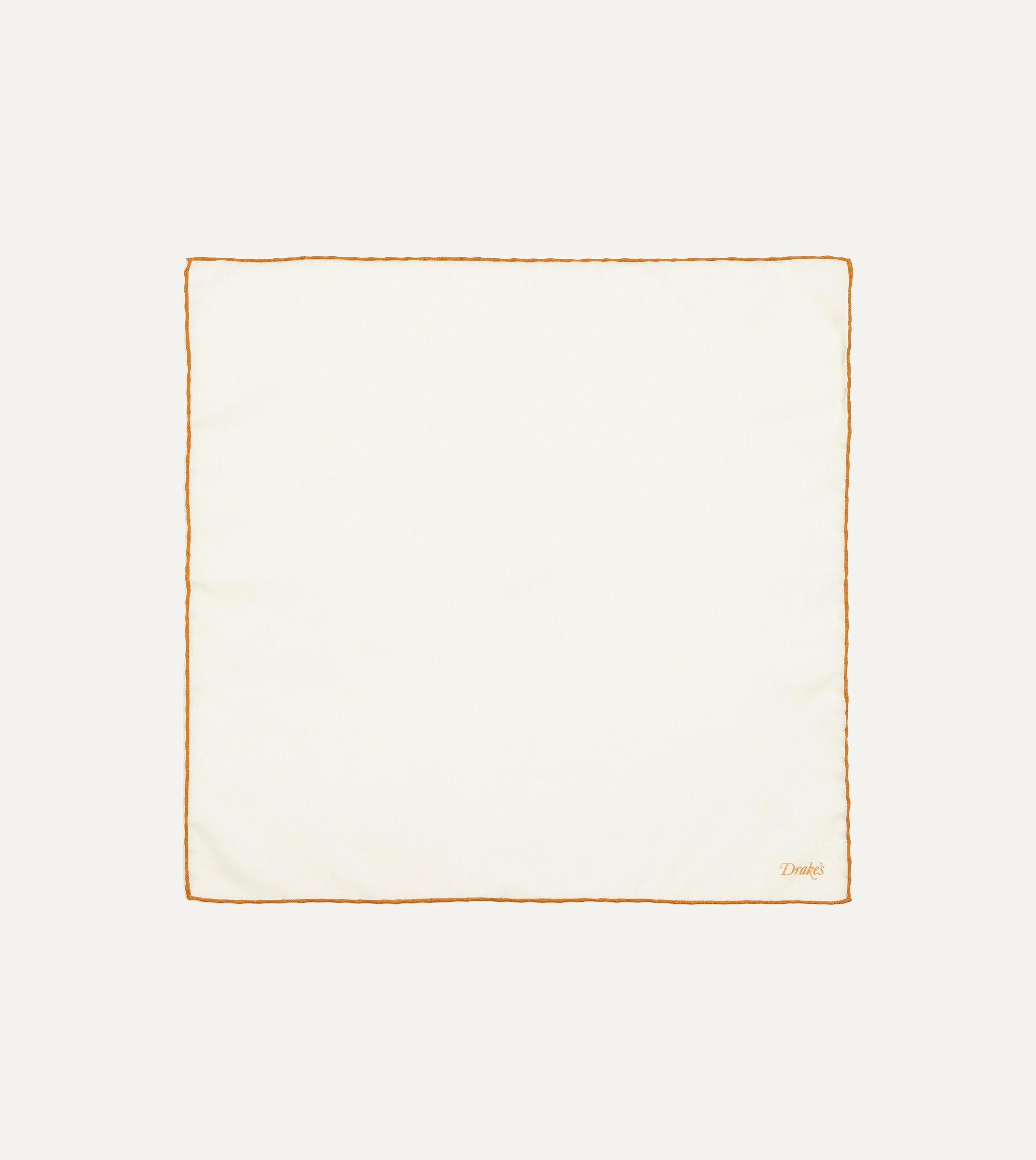 Ivory and Gold Shoestring Border Silk Pocket Square - 1