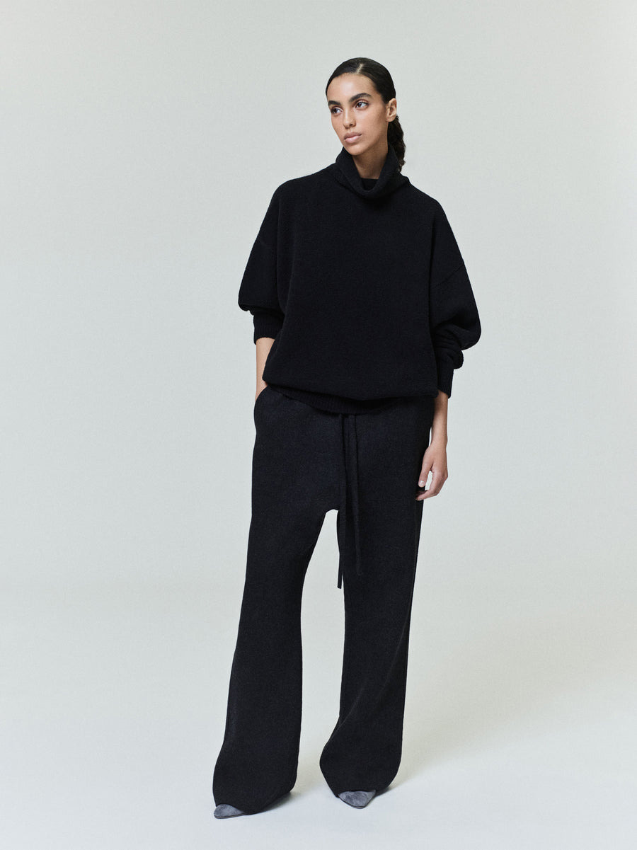 Wool Split High Neck Sweater - 4