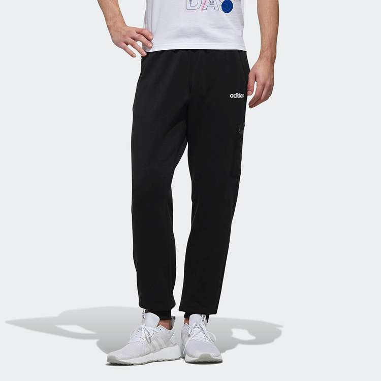 adidas neo logo Cozy Casual Bundle Feet Sports Pants Black DW8194 - 3