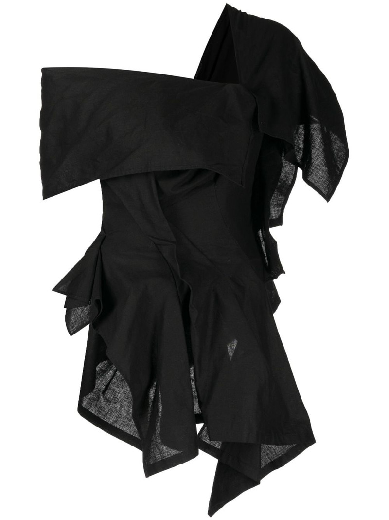 asymmetric draped sleeveless blouse 1